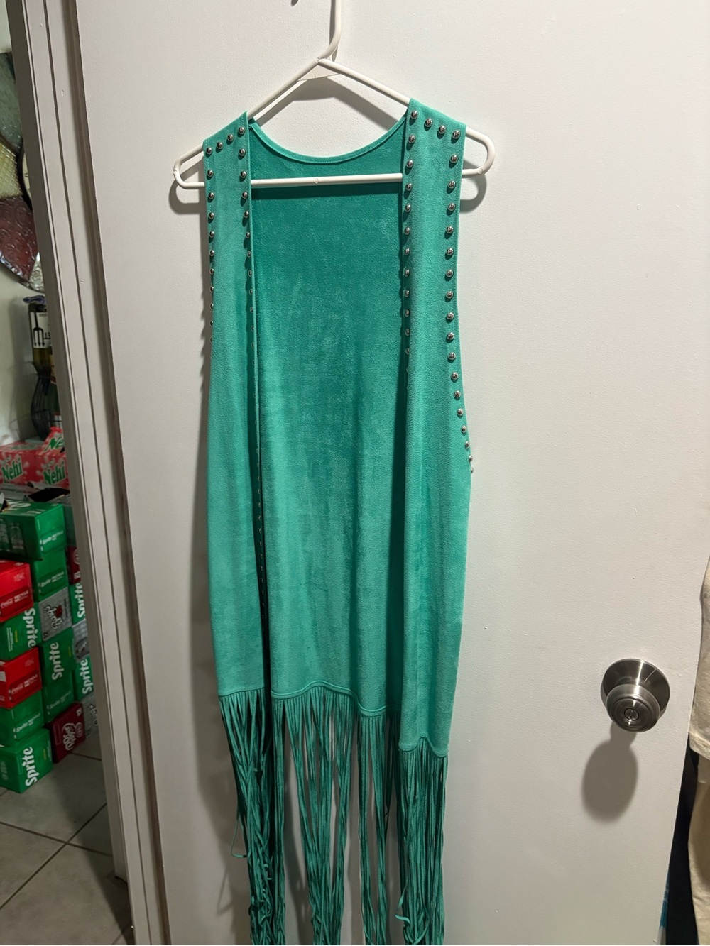 Crazy Train Teal Studded Fringe Vest
